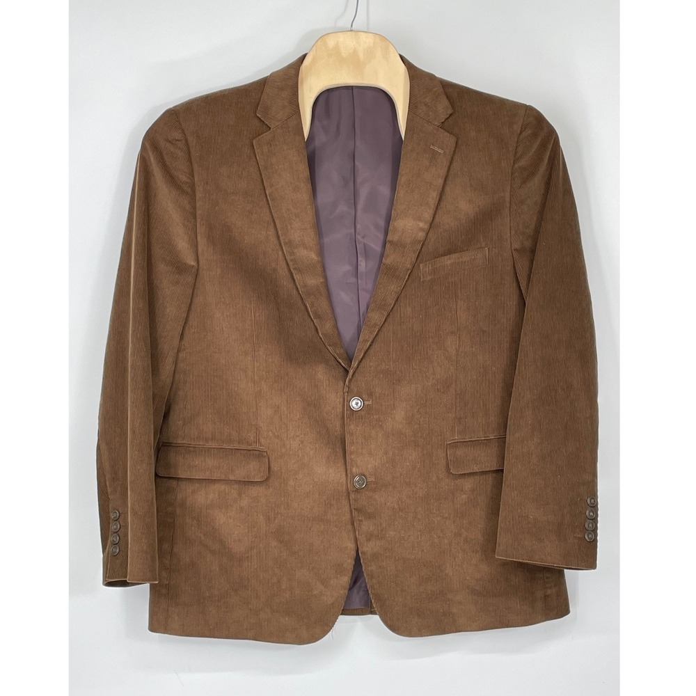 Chereskin Mens Blazer 46L Corduroy Brown Two Button Sport Coat Jacket Preppy